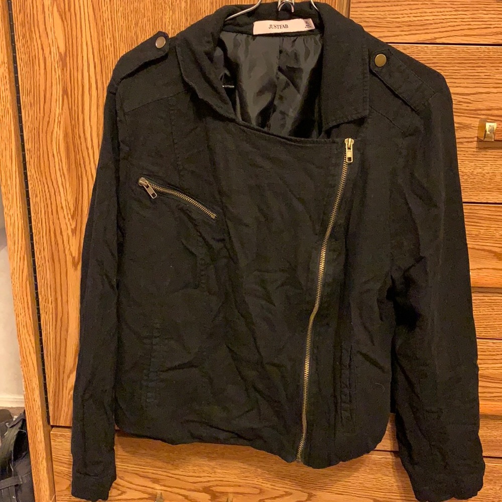 Justfab linen asymmetrical bomber jacket